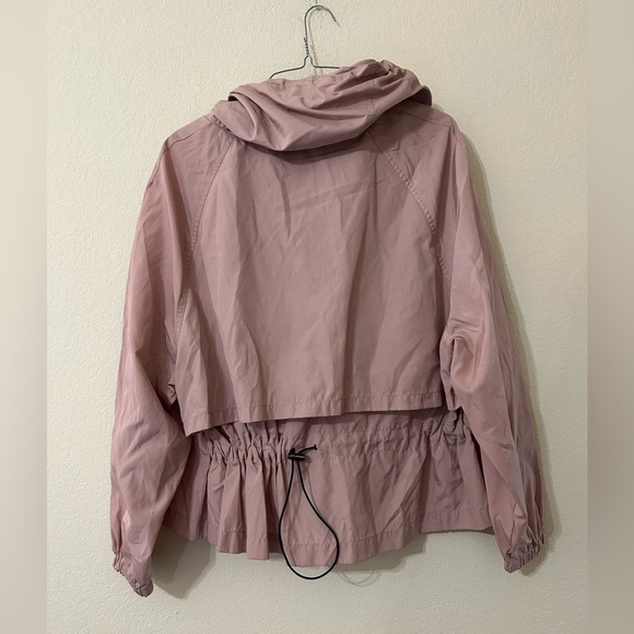 Zara Women's Dusty Pink Size Medium Hooded Zip Up Jacket Outdoor Adjustable Tie - Picture 3 of 12